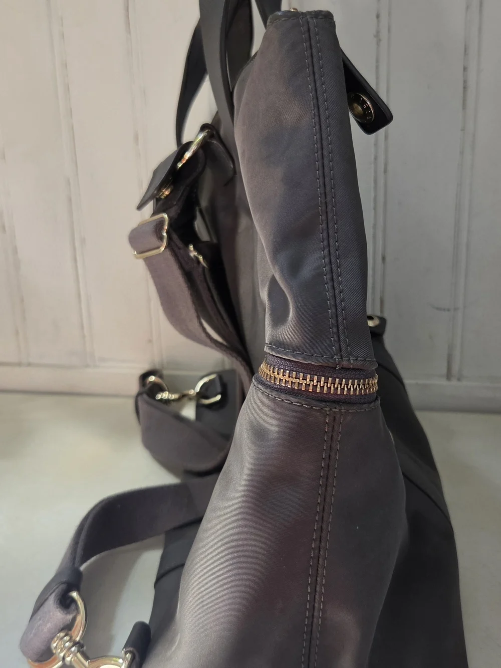 Henri Bendel Grey Convertible Backpack Clutch Crossbody Bag Tote Purse